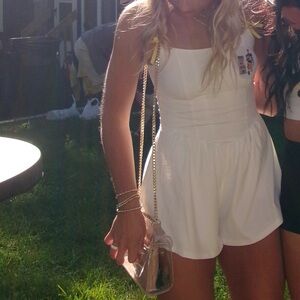 White Athleisure Flowy Shorts Romper